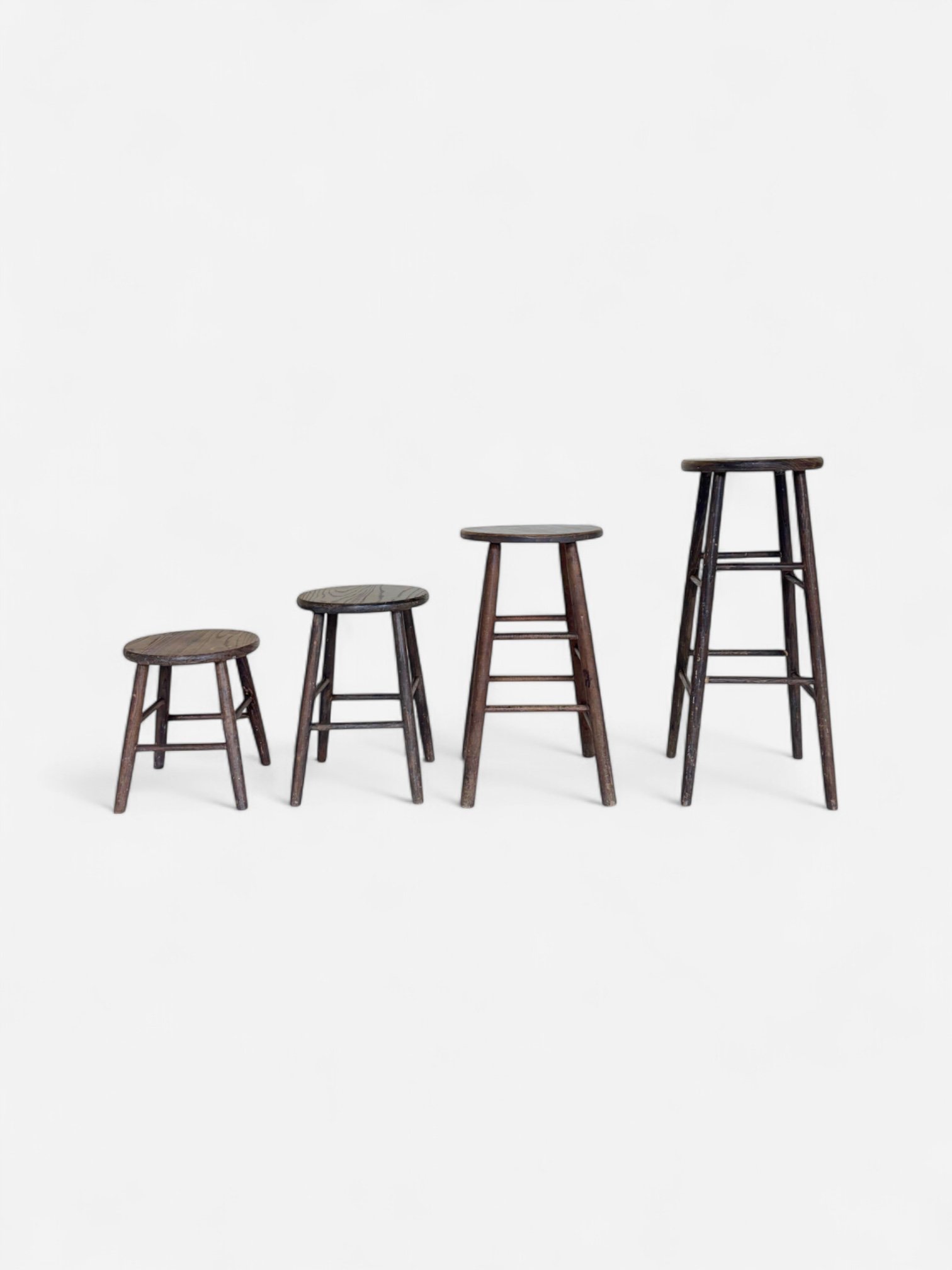 SET OF DARK OAK CLAUDE STOOLS