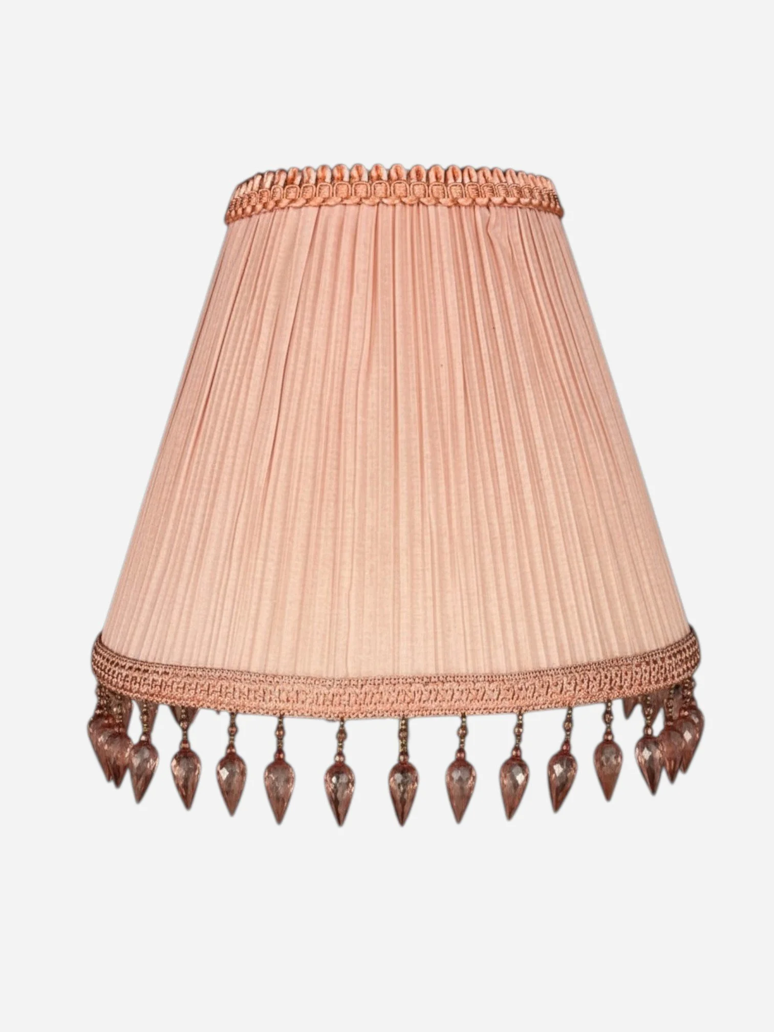 LIGHT PINK LAMPSHADE WITH BEADED TRIM