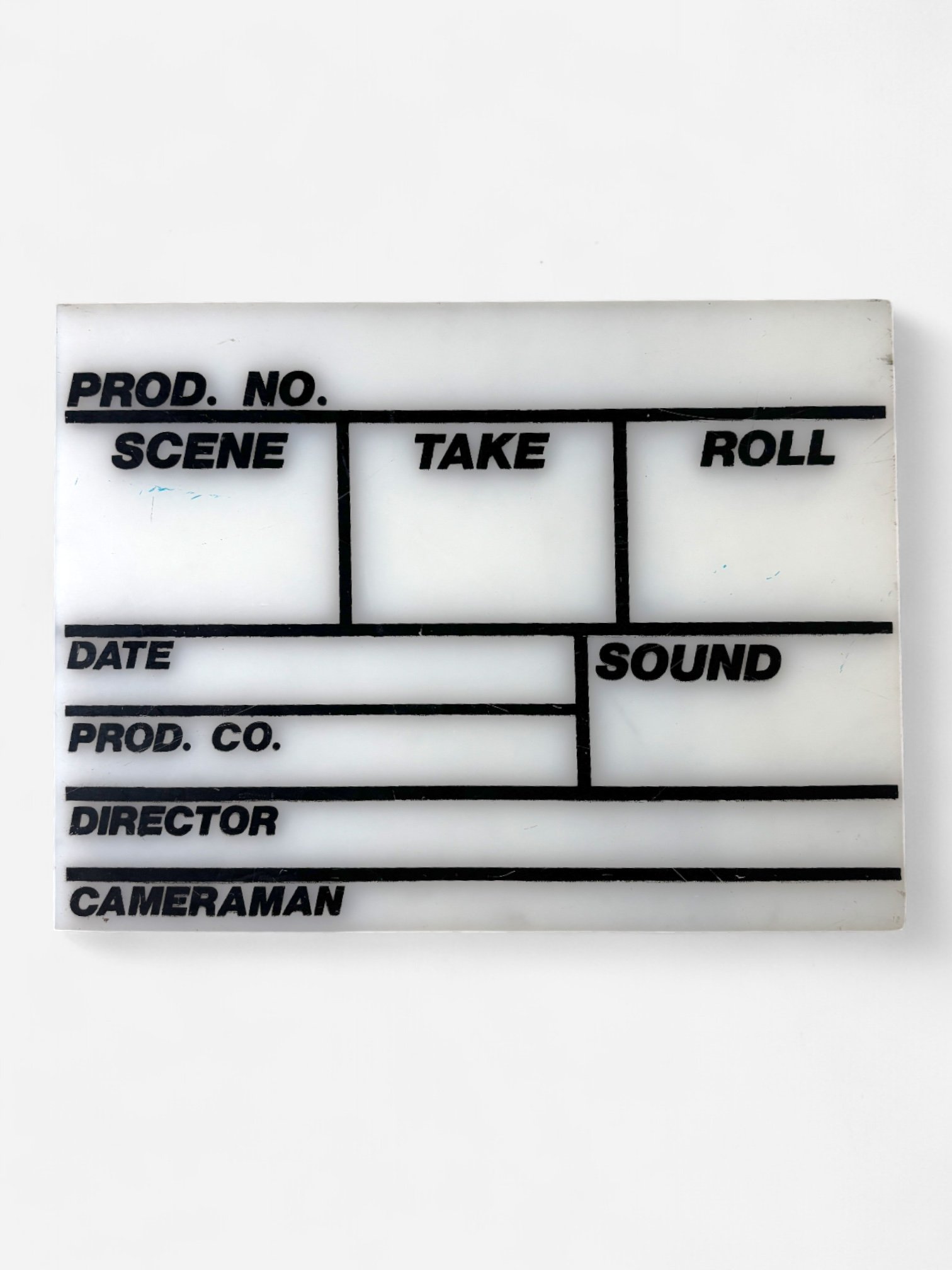 WHITE MOVIE CLAPBOARD