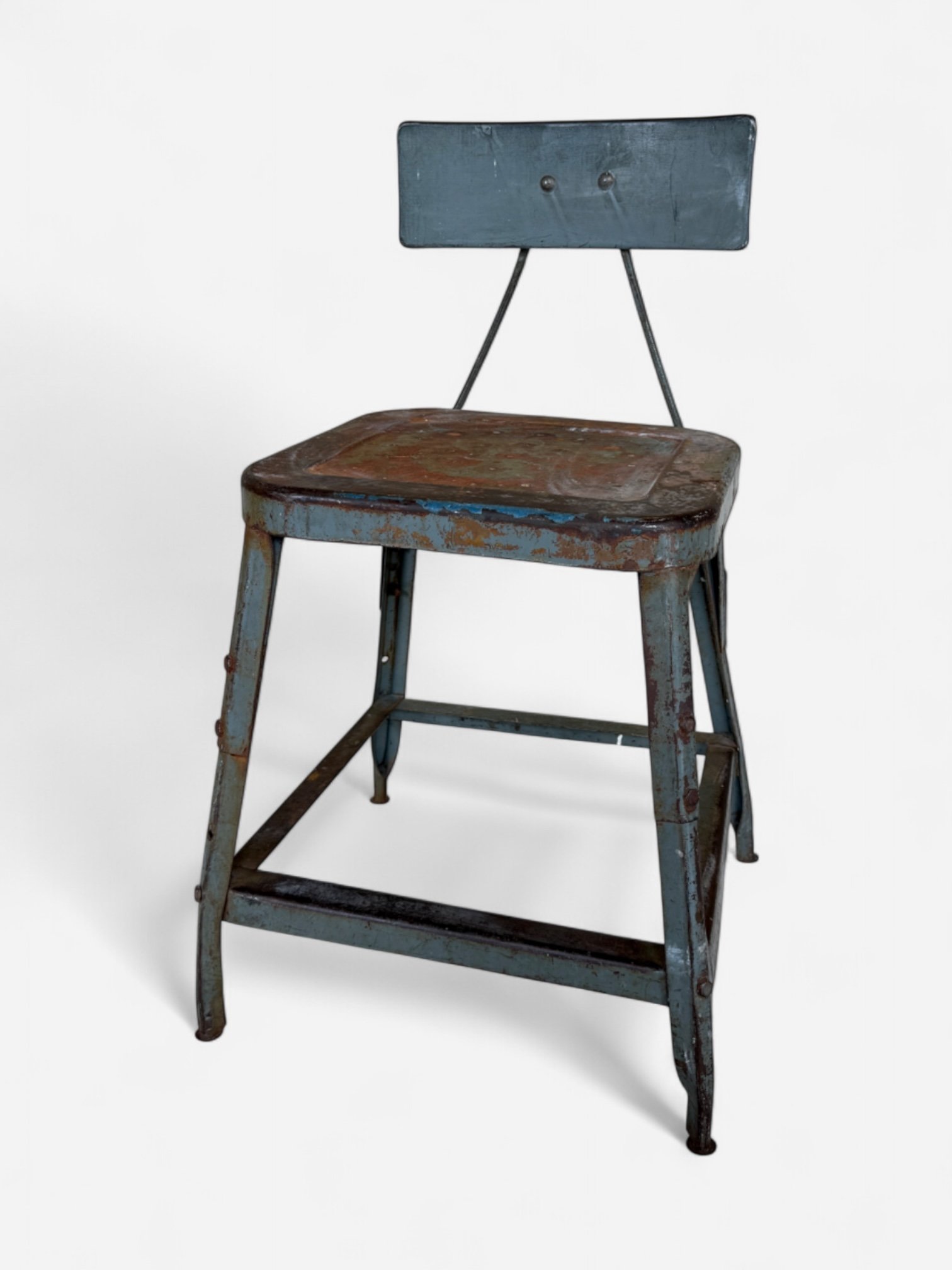 INDUSTRIAL METAL COUNTER STOOL WITH BACK