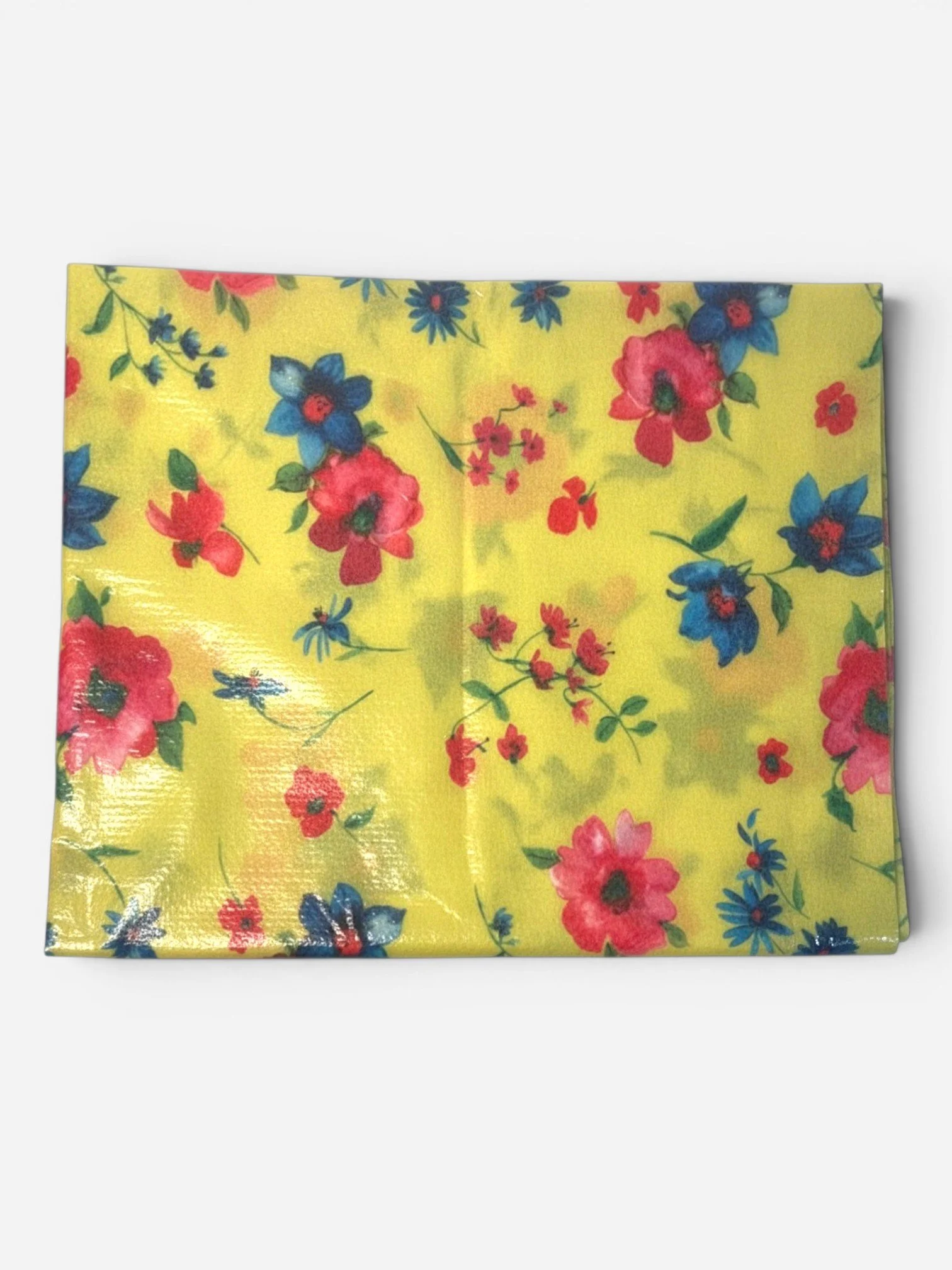 BRIGHT YELLOW FLORAL LAMINATED FABRIC (60”L x 36”W)