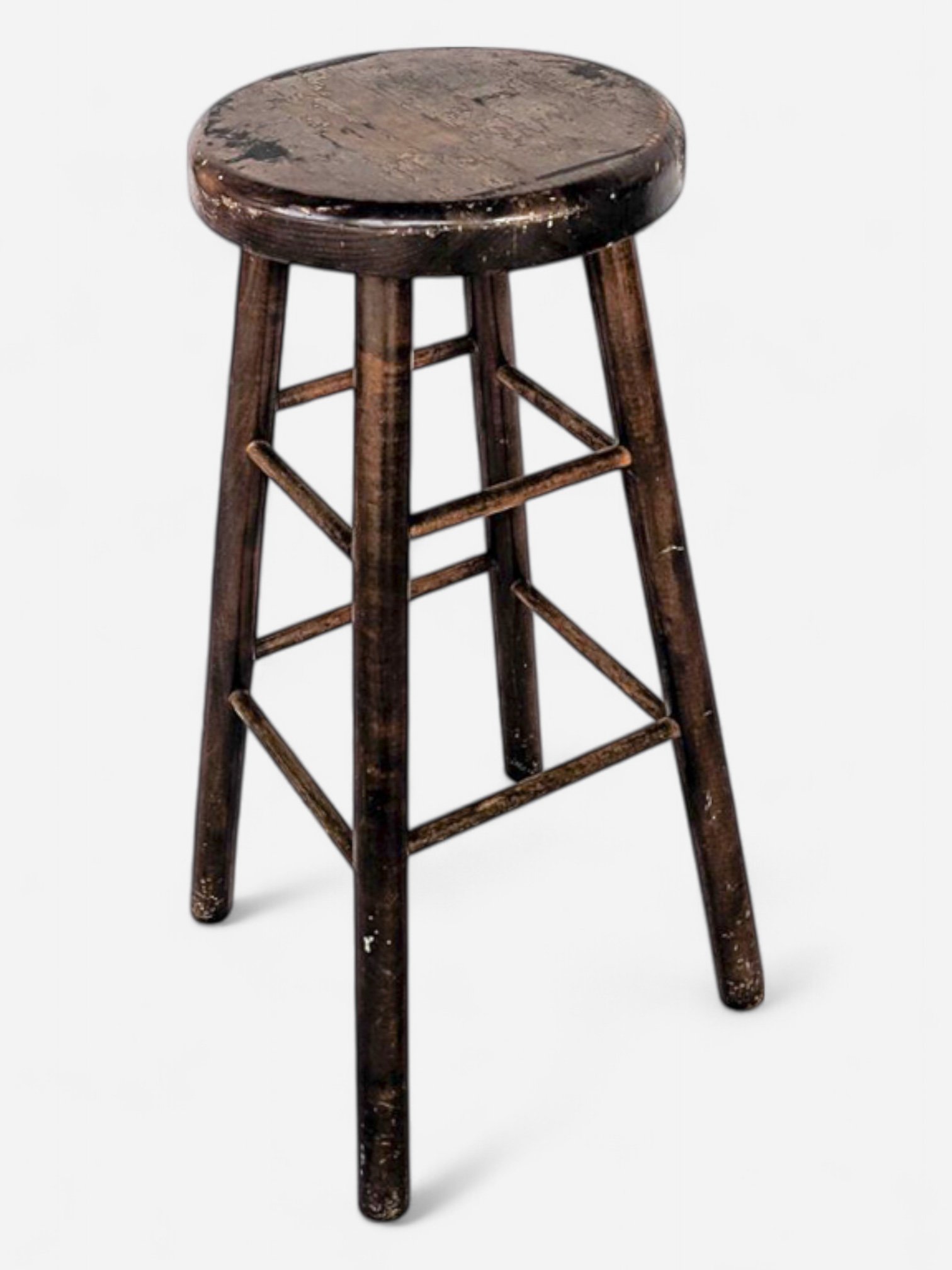 DARK WOODEN AGED BAR STOOL