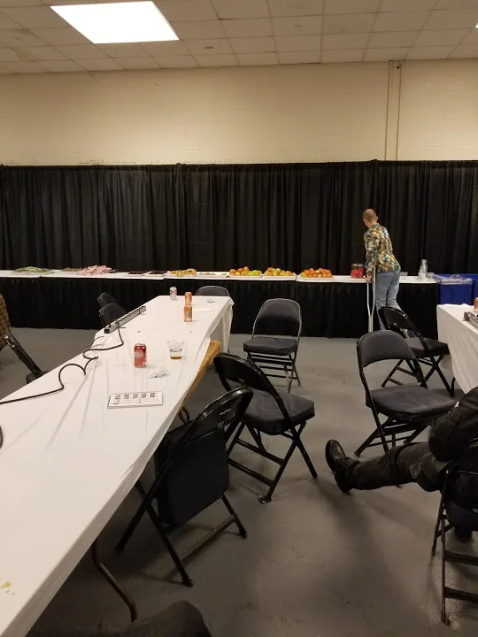 Here's intrepid reporter Tyler Trent of the Exponent grazing during a bit of downtime. Which I highly encourage -- get some meat back on that frame.