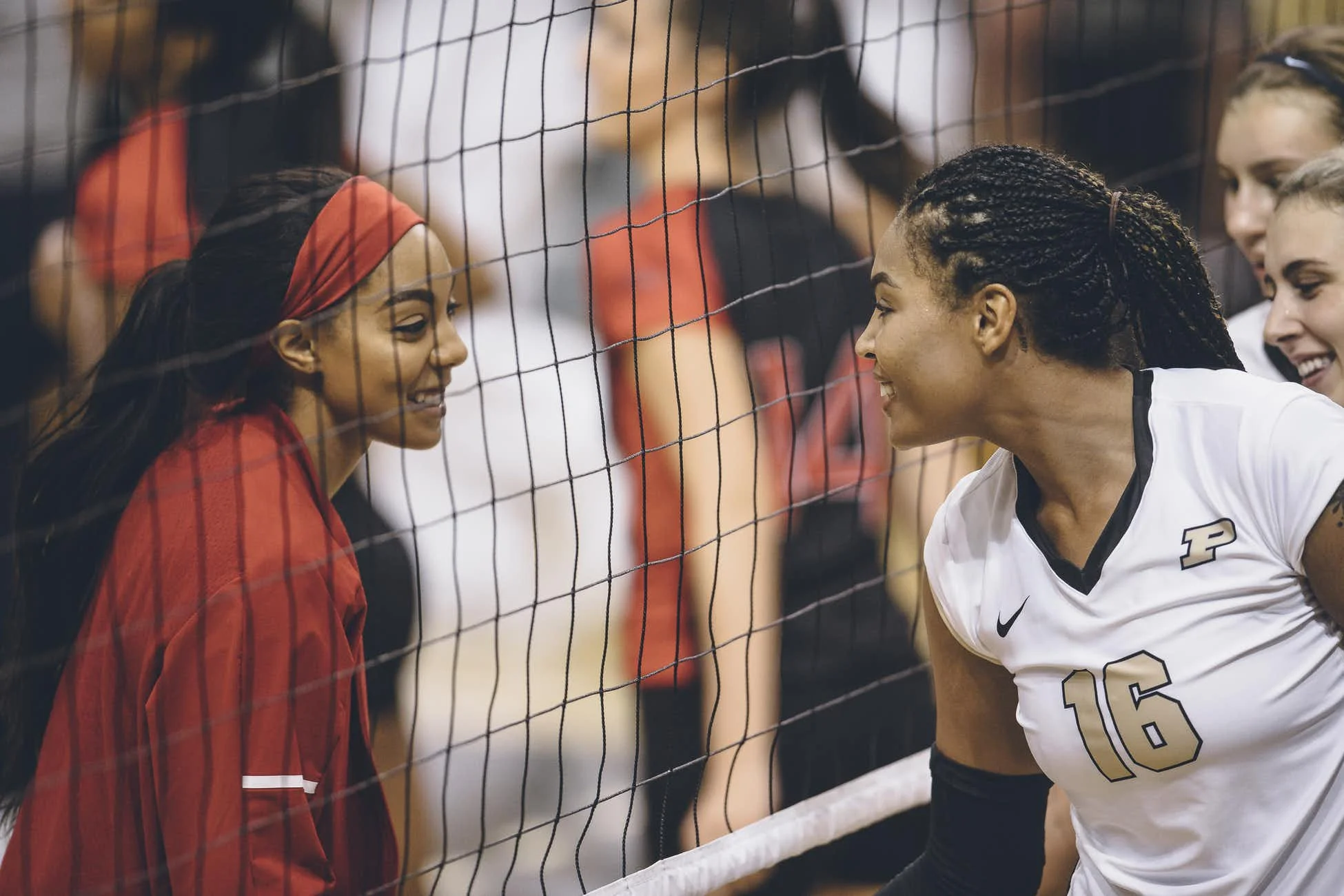 Atkinson and (I think) MB Jasmine Bennett in the pre-match handshake line - Bennett held her own, but Atkinson’s Boilers won the match