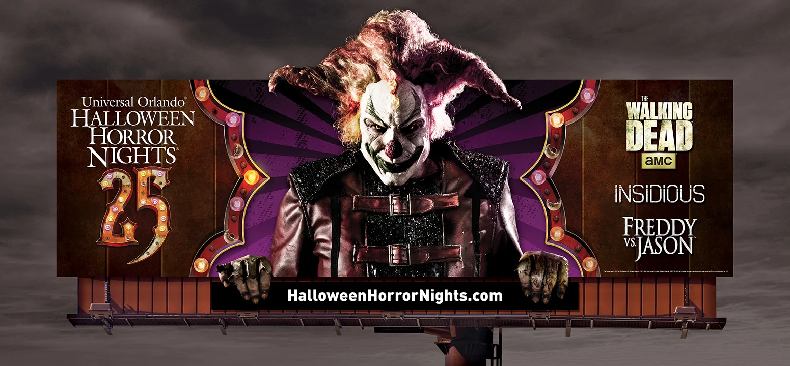 HHN 25 Billboard which included practical carnival lights.