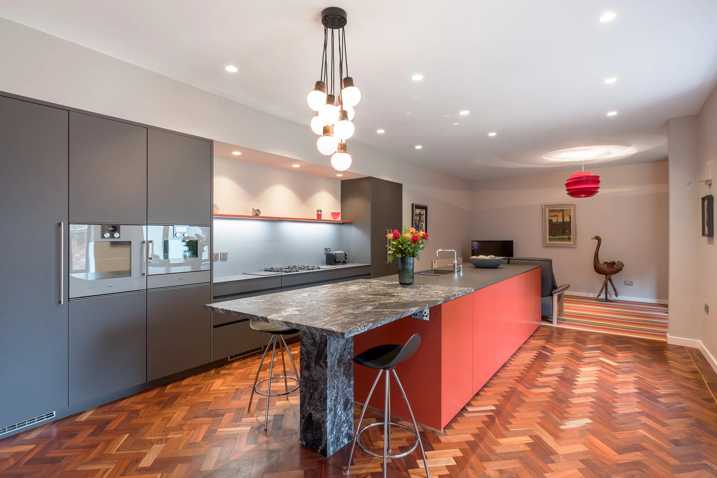 Cayenne and carbon grey kitchen 1