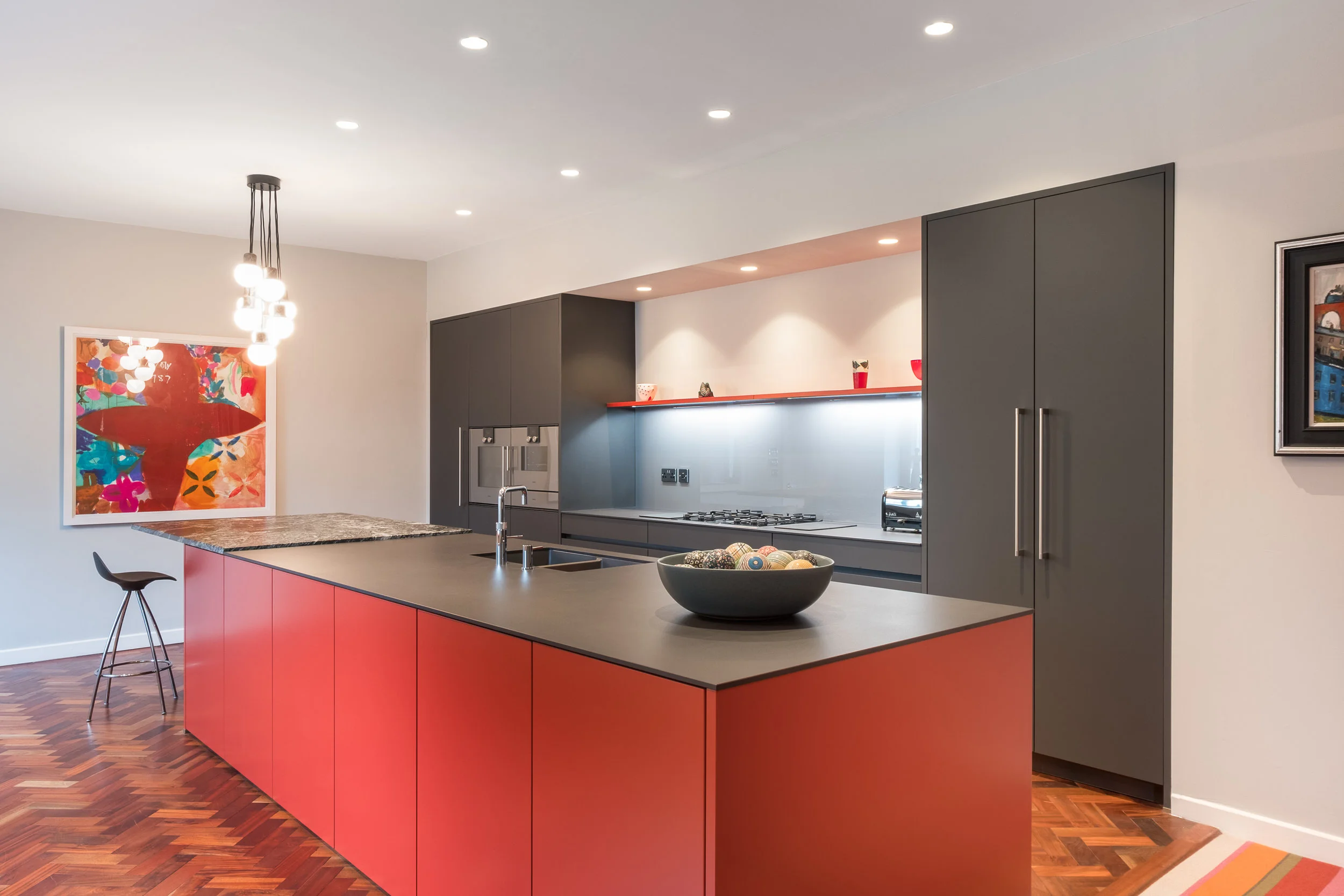 Cayenne and carbon grey kitchen 2