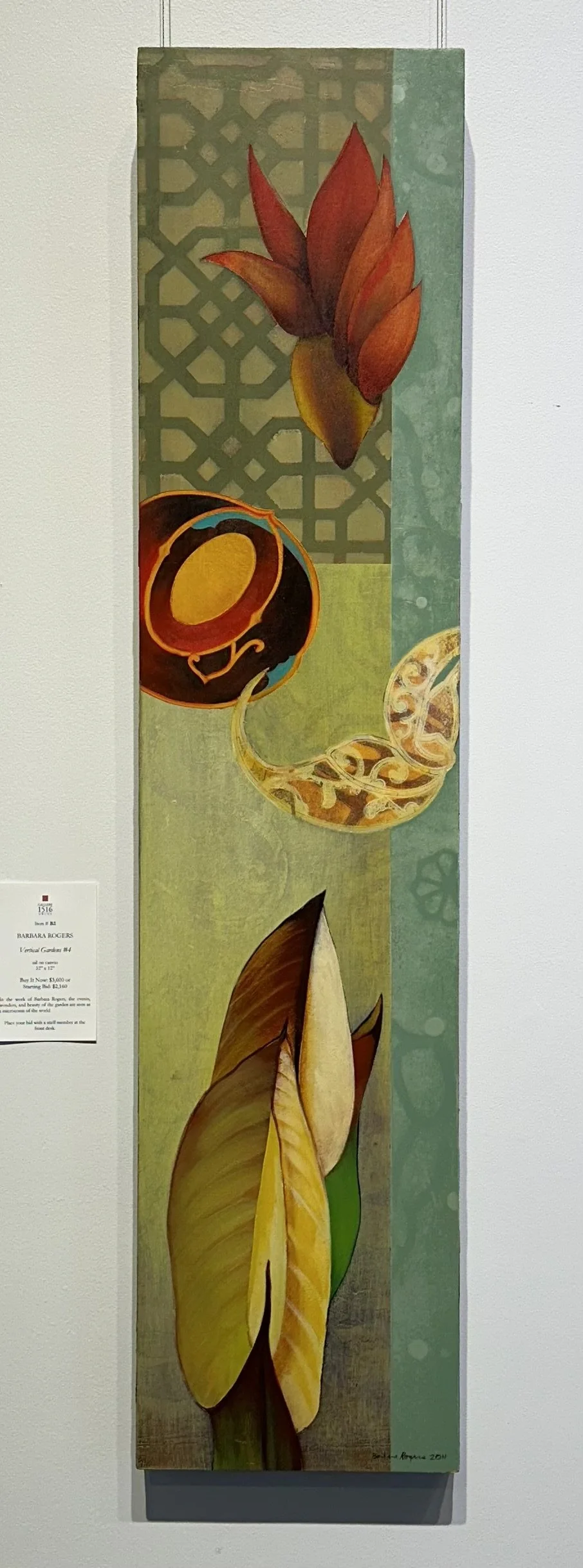 Barbara Rogers, "Vertical Gardens #4," 52” x 12”, Oil on canvas