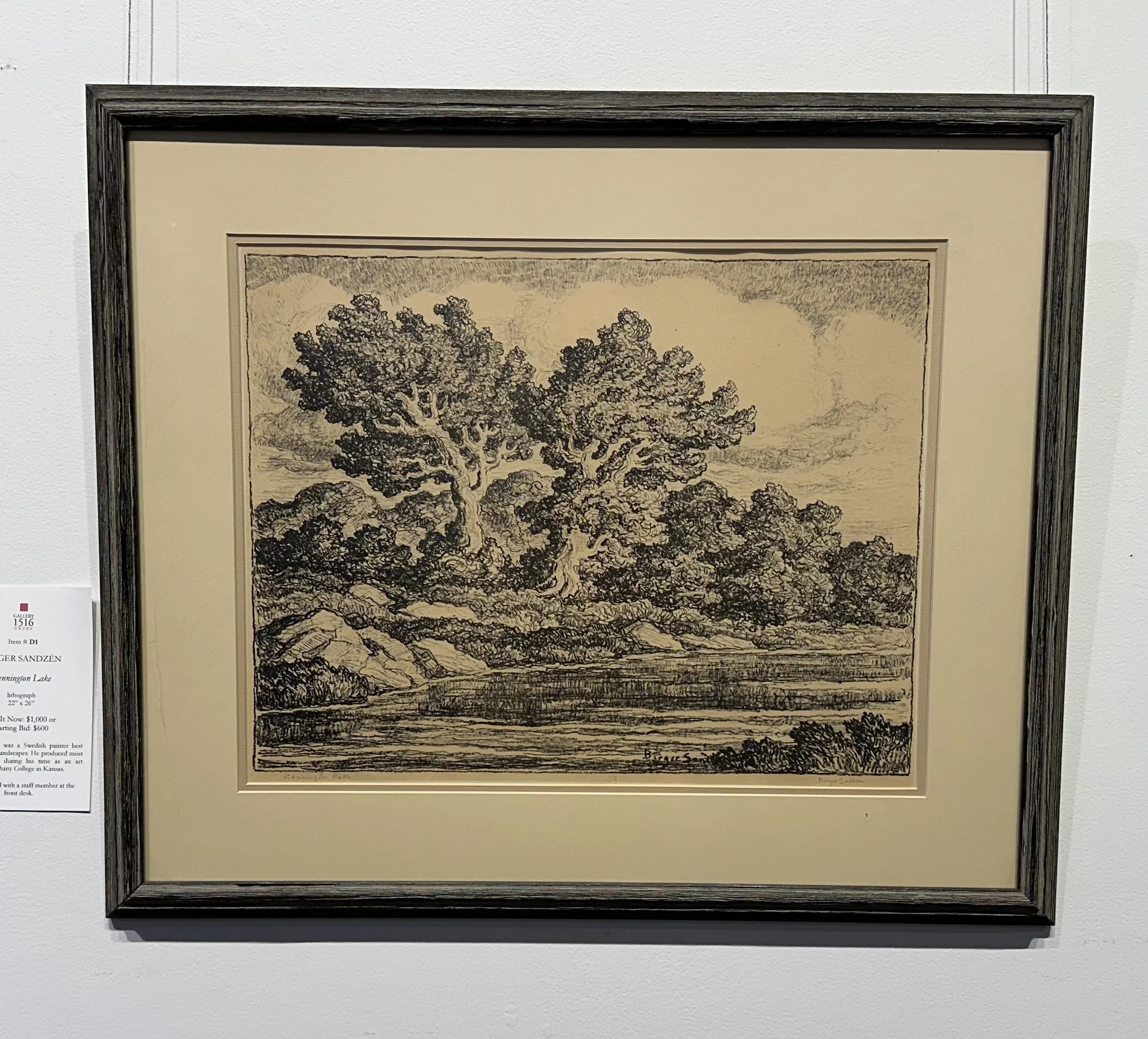 Birger Sandzen, "Bennington Lake," 22" x 26", lithograph