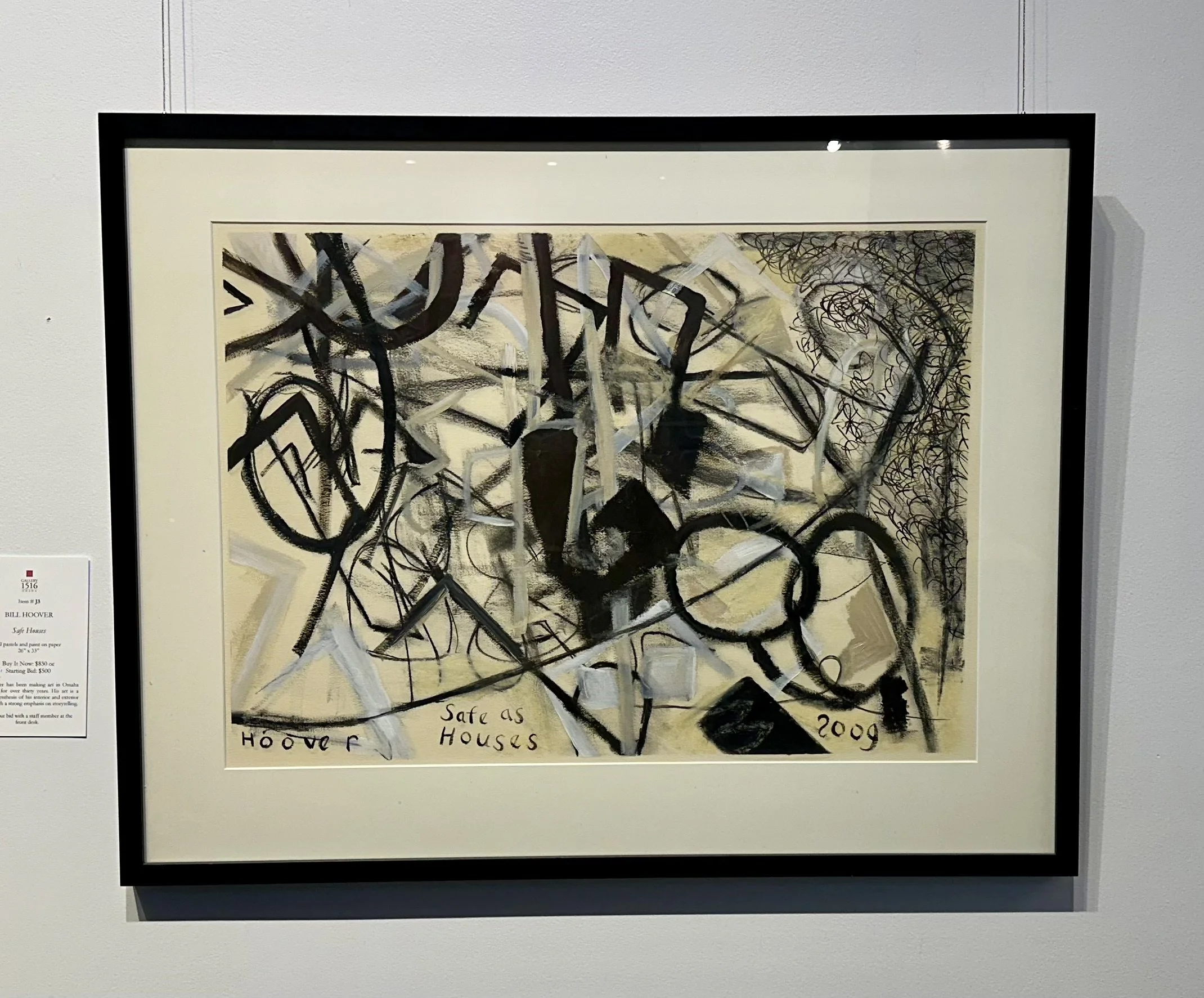 Bill Hoover, "Safe Houses," 26" x 33", oil pastels and paint on paper