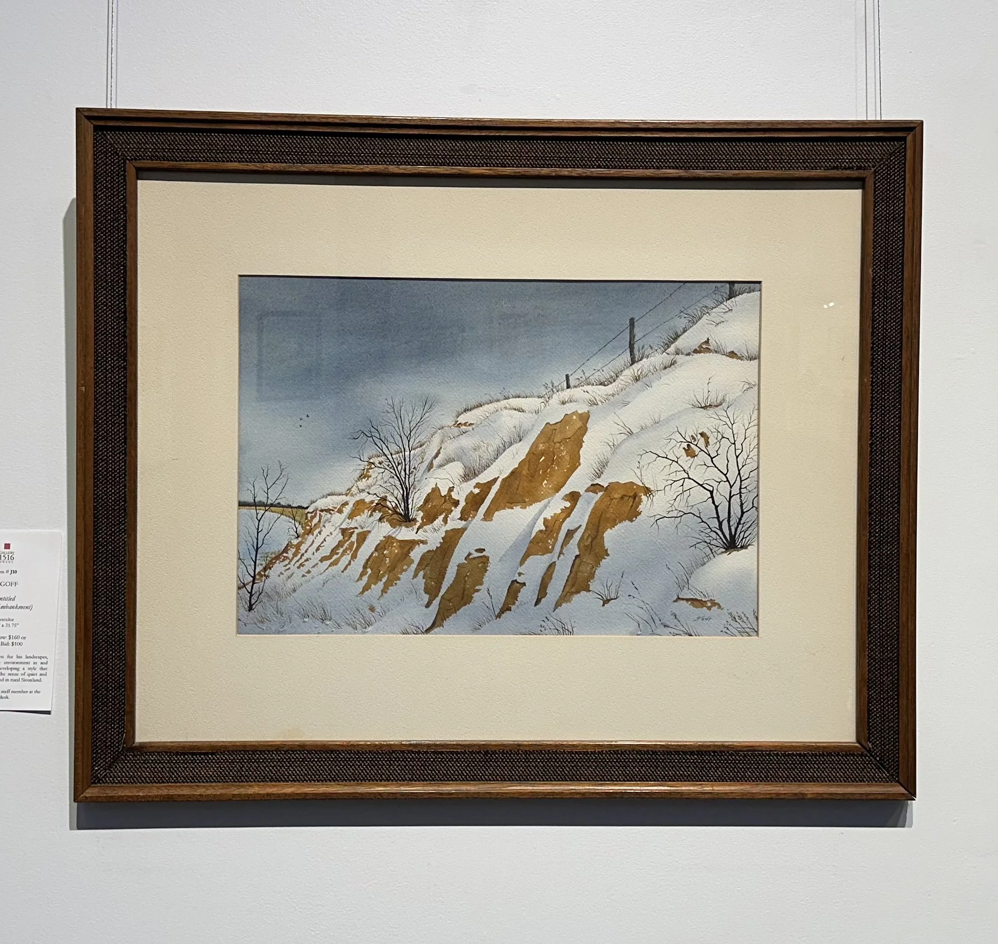 JF Goff, "Untitled (snowy embankment)," 25.75" x 31.75", watercolor