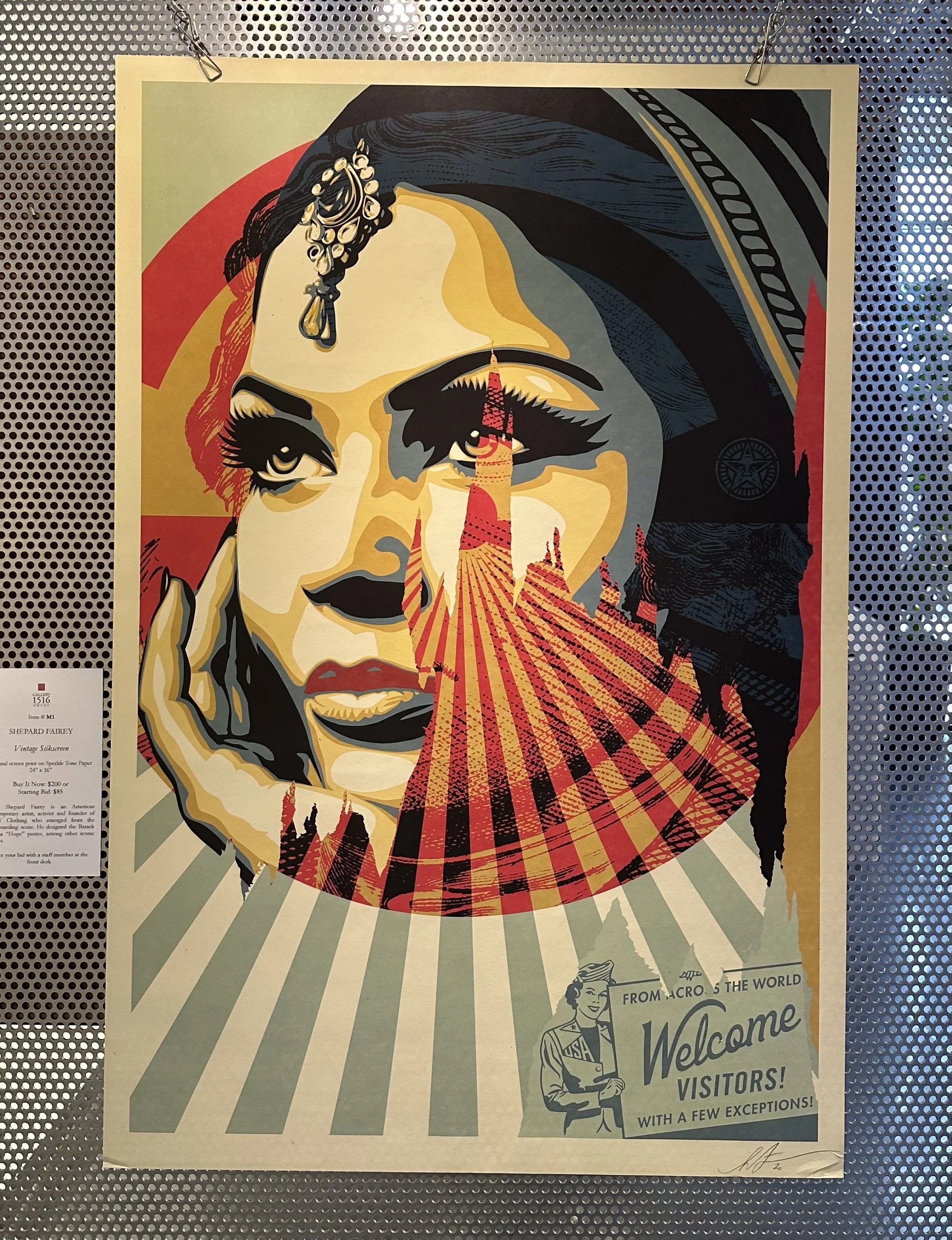 Shepard Fairey, "Vintage Silkscreen," 24" x 36", original screen print on Speckle Tone Paper