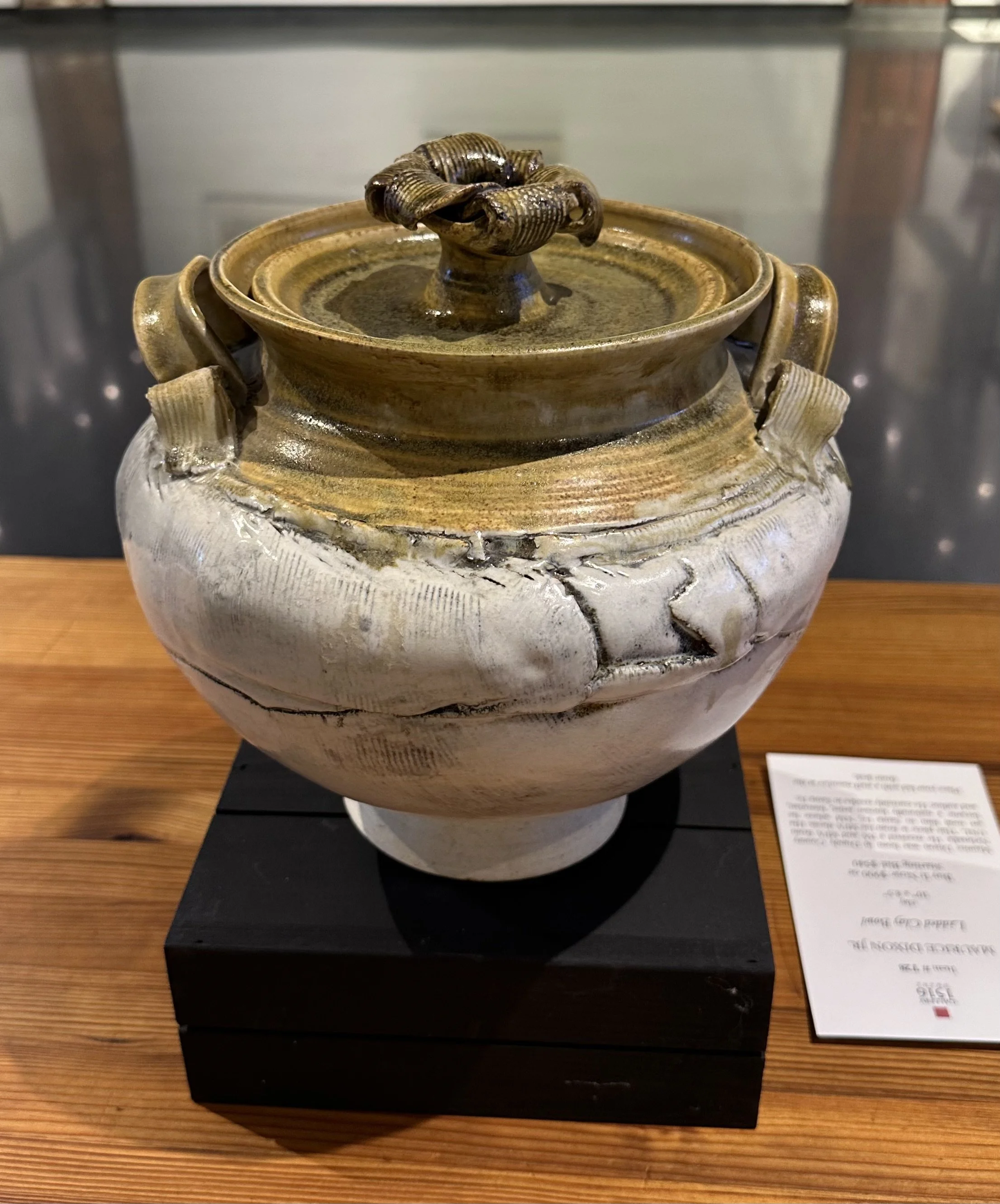 Maurice Dixon Jr. , "Lidded Clay Bowl," 10" x 8.5", clay