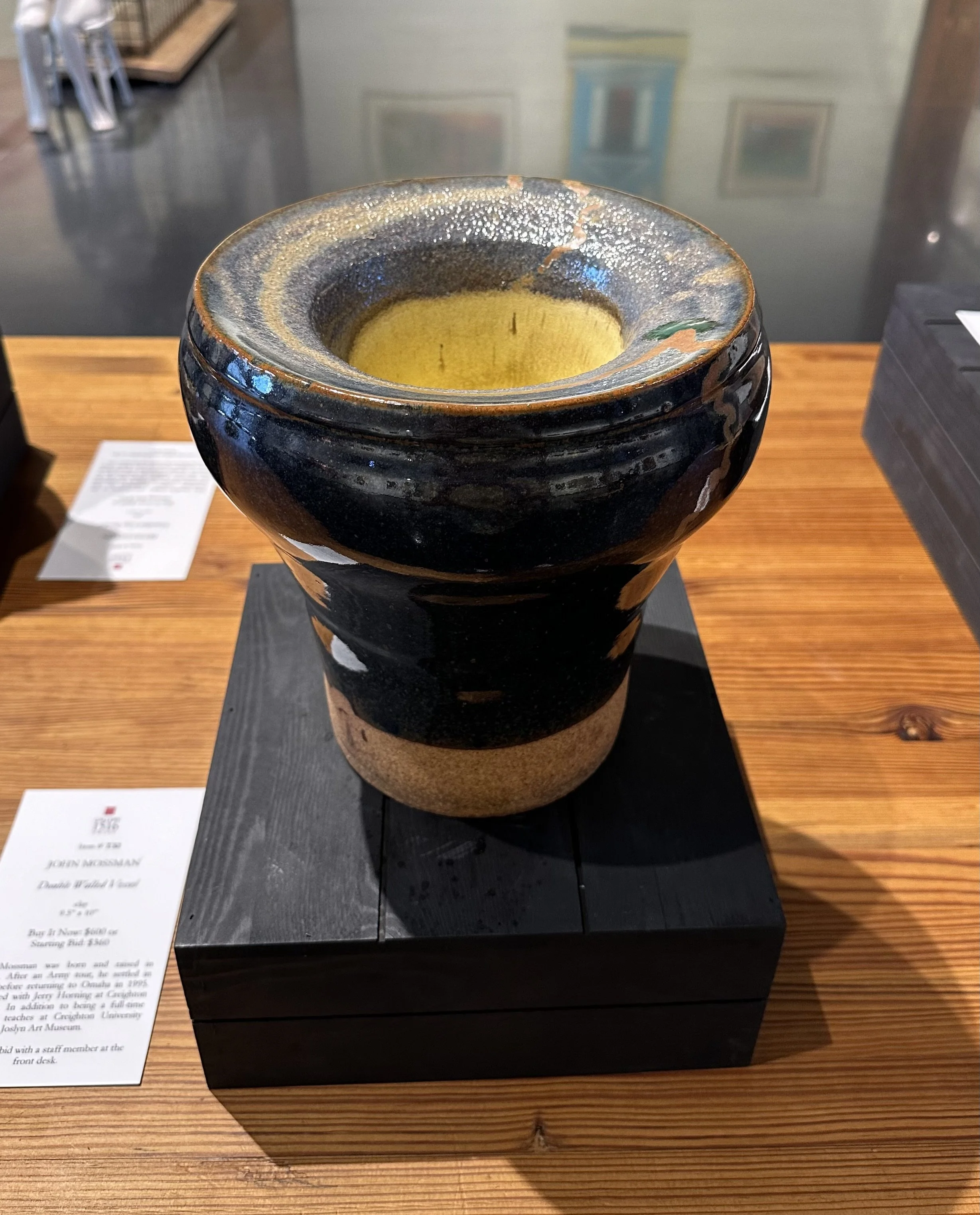 John Mossman, "Double Walled Vessel," 9.5" x 10", clay