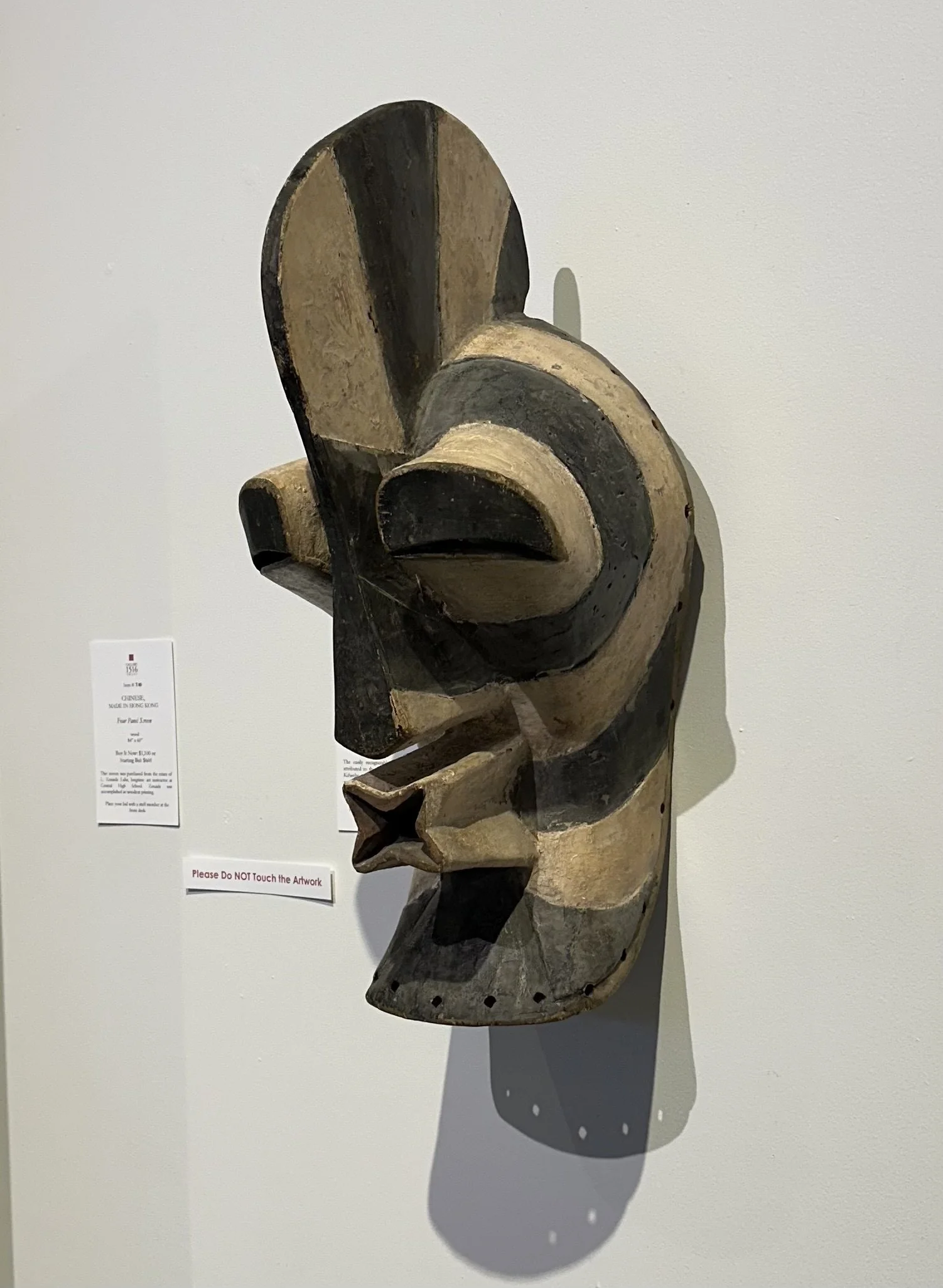 Songye, Zaire, "Kifebwe Mask," 24" x 10", wood