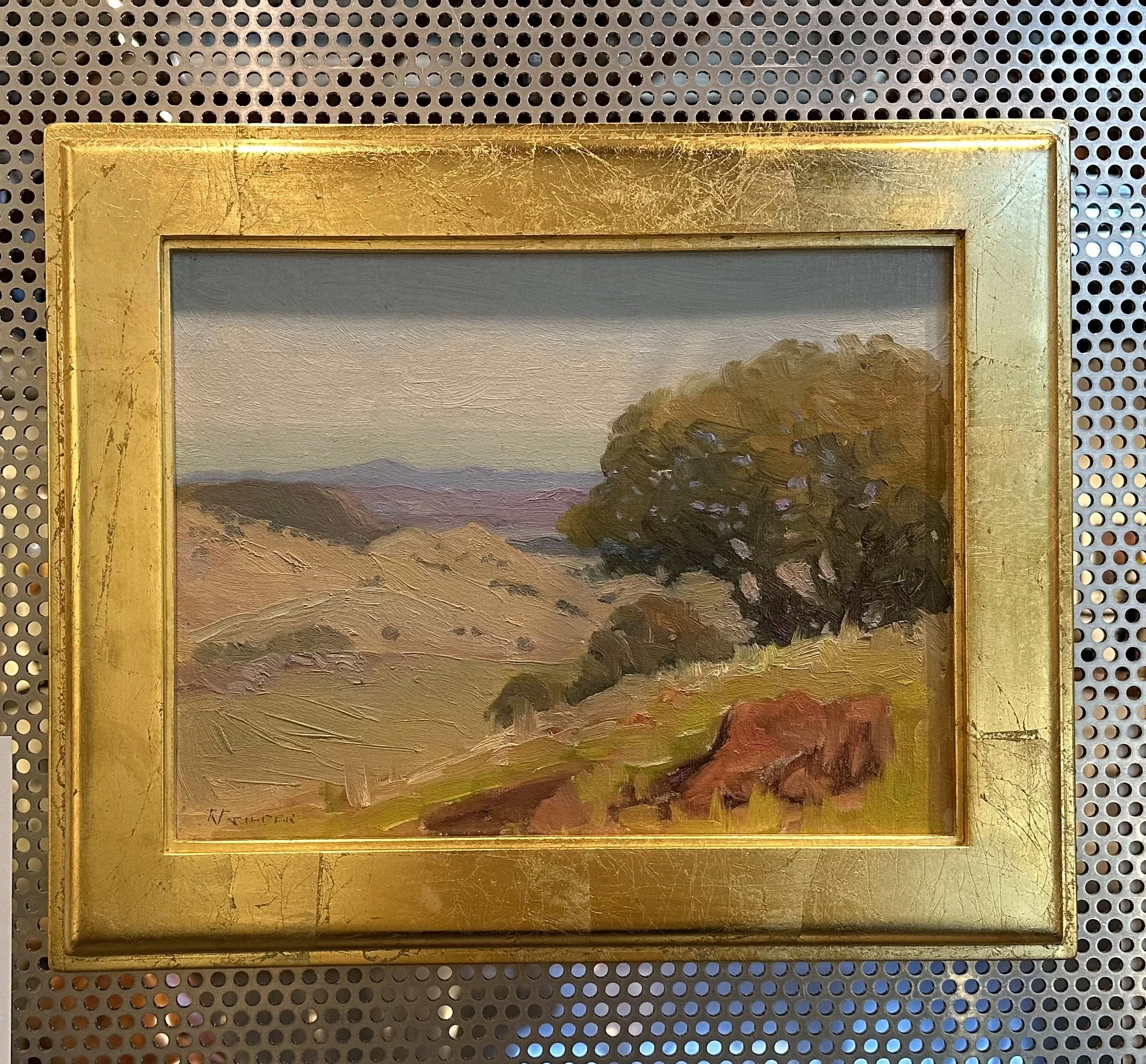 Robert F. Gilder, "Red Rocks and Mountain," 14" x 16.5", oil on canvas