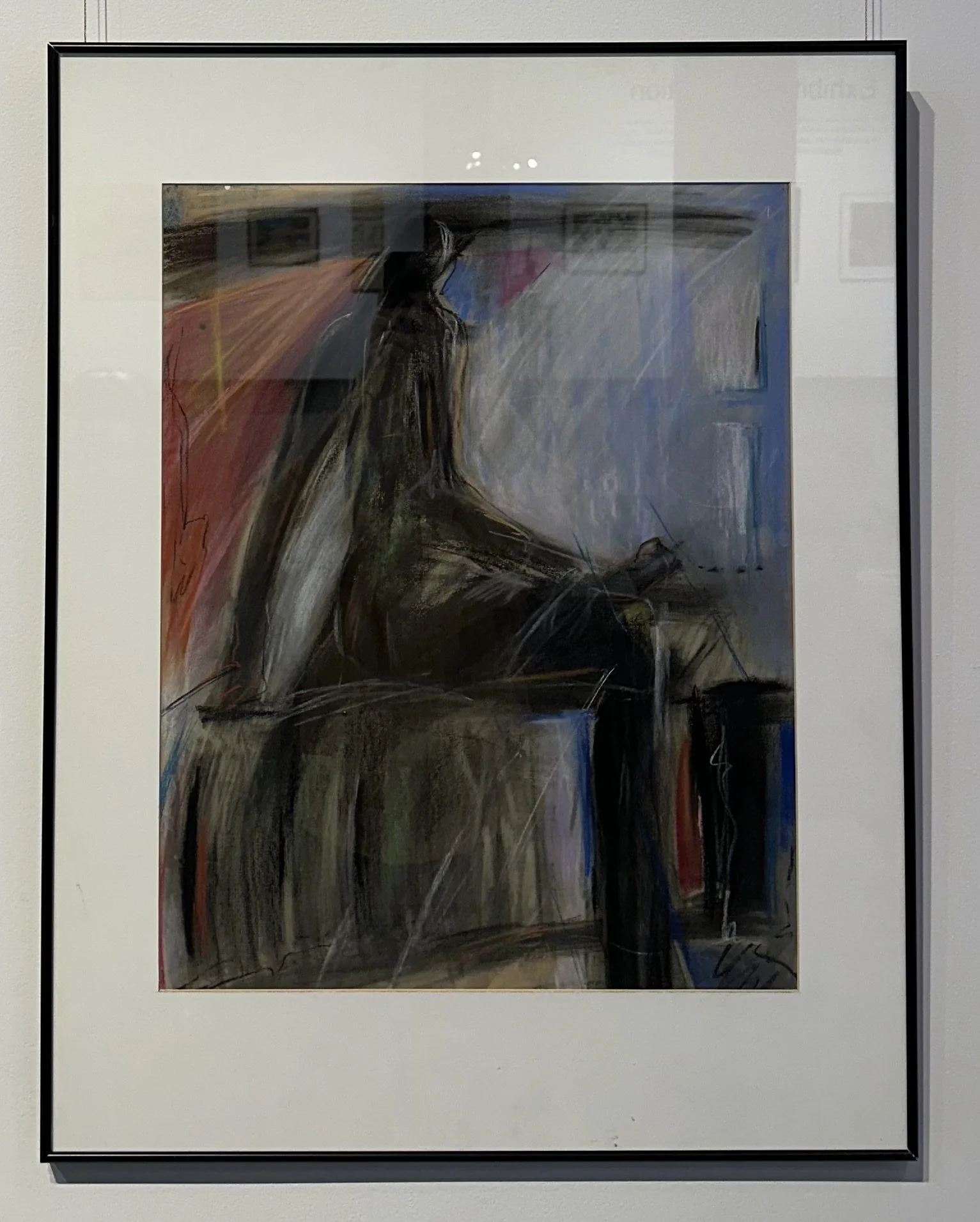 Unknown, "Untitled (red and blue)," 32" x 25", pastel