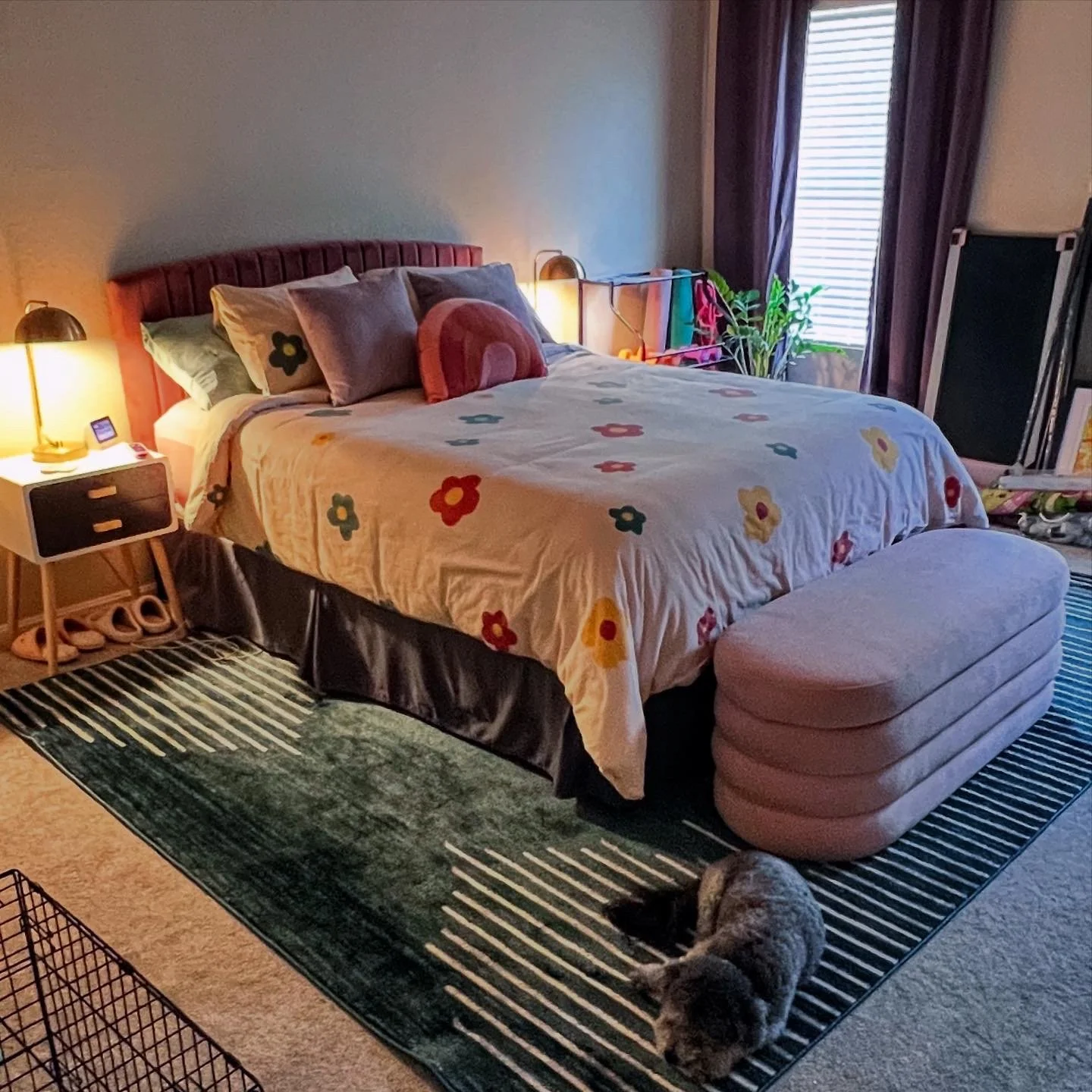 My bedroom (click for video, was painted peach and I added a double door for the bathroom)