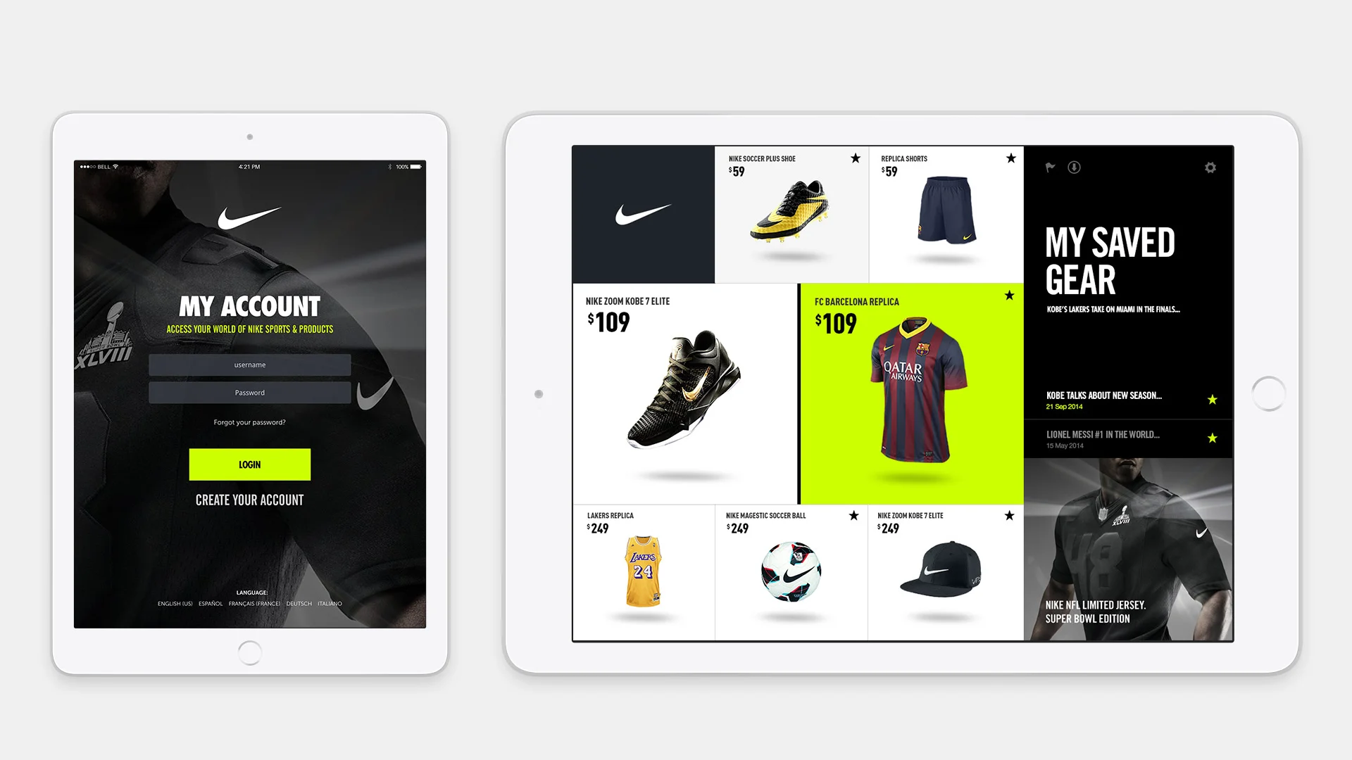 งาน UI ของ Nike