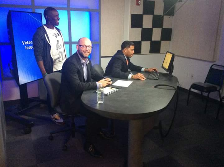 David Piatek of The Federal Savings Bank and Warrior Summit Coalition's CEO James J. Flagg prepping for a Finance and Housing segment on WSC's TV Show Veteran Issues