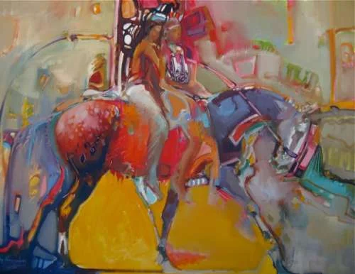 TANDEM- 2009 Oil on canvas. 24 x 30 by Lesley Humphrey