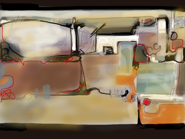 iPhone art by Lesley Humphrey - Brushes app - Waiting at Oklahoma Gas Station