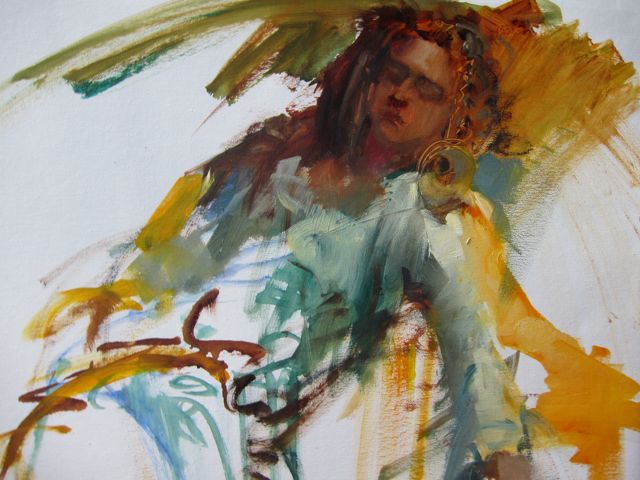 Belly Dancer.3 : 20 minute oil sketch on canvas by Lesley HumphreyBelly dancer, detail...It's the expression, rather than the likeness that interests me most, these days.