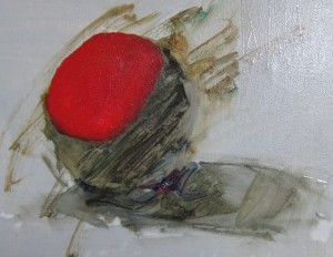 In the clean spot, paint the local color shape