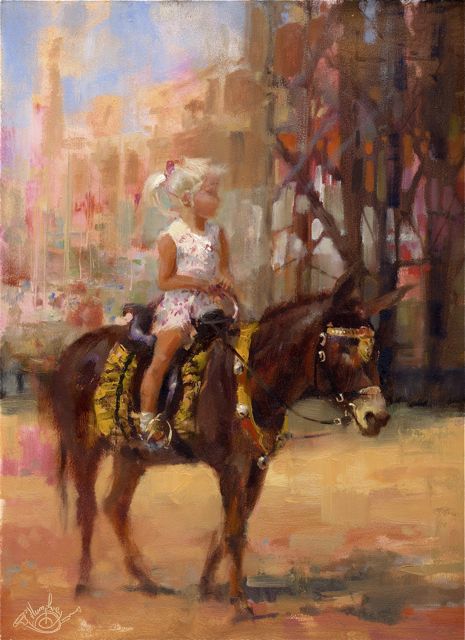Blackpool Donkey 12 x 9 oil on panel by Lesley Humphrey