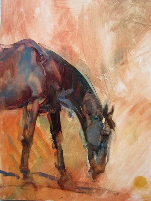 Sposato Farm, sketch from life. I was primarily interested in the incredible colors reflected in Charlie’s hide… but it was near impossible to capture.