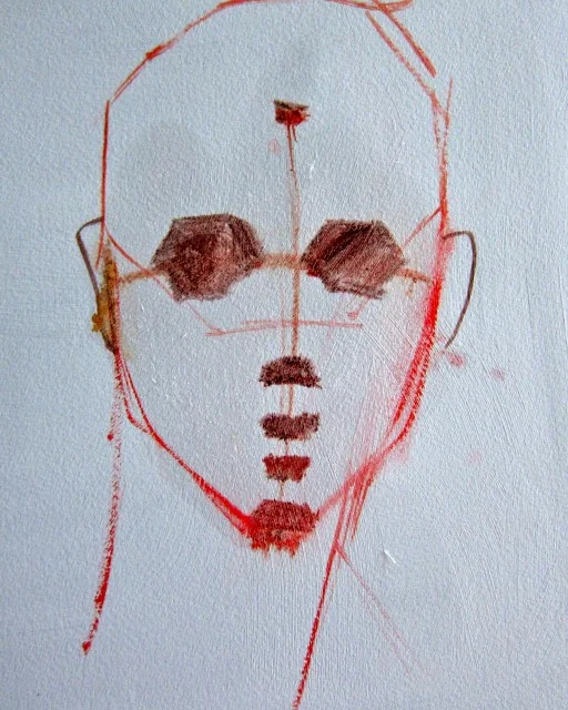 Landmarks For Shapes: Eye socket shapes are inserted between the eye line marks; Upon the nose bottom mark there is a trapezoid; upon the lip opening mark paint a "bean" for the lip pusher muscle shape; on the dental arch mark there is another trapezoid shape; and on the chin mark there is another trapezoid shape.