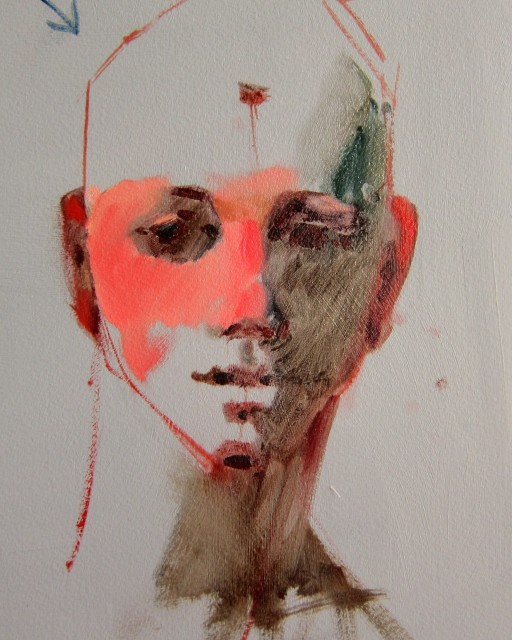 Light 4, Local color on ‘Blood Blush Band’: Applied first layer of skin tone, making it very red for the “Blood blush band”. (There are so many blood vessels between the brows and nose area, that the skin appears redder here.)