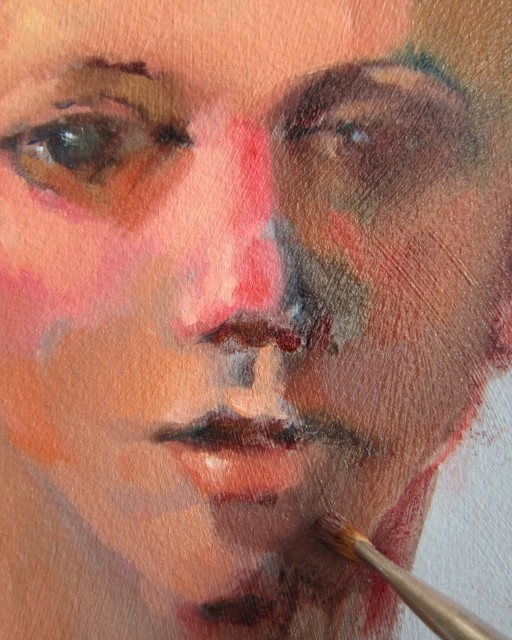 Light 7, Shadow Illumination: By carefully, scantily applying the same skin tone mixtures into the appropriate bands, right into the shadow plane (WLDH) mixtures, shadow illumination is created.