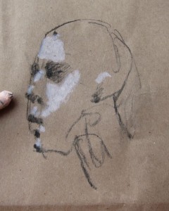 Using your light colored pastels, add planes of WLH (where light hits). Try the bottom layer fairly faint, then…..