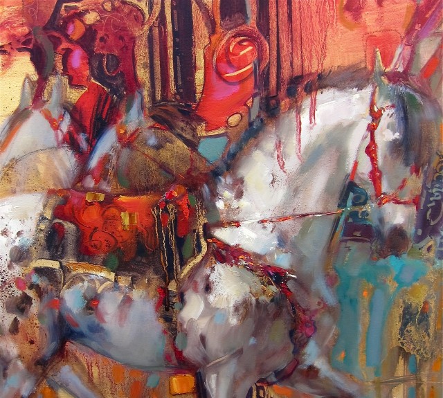 Circus Ponies (detail) 18 x 24 oil on canvas by Lesley Humphrey