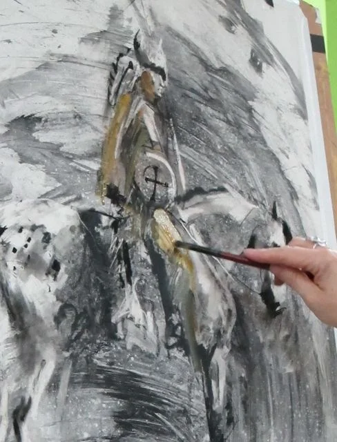 I then augmented the drawing with washes of gouache.