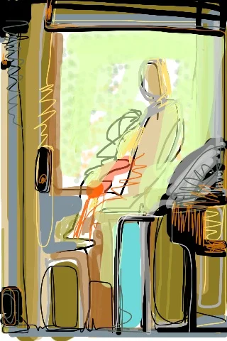 Yet another beauty shop victim. (As you can see, I get very bored sitting ‘processing’.) You can see that I am as intrigued by the shapes as I am the figure, perhaps more so.