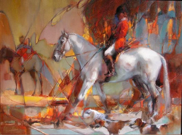 Kenada Song by Lesley Humphrey. At a major exhibition, my painting was showcased in a very prominent position, behind the podium. I overhead an "expert" saying "I cannot see what they like about this artist. He is far too loose to be considered a proper sporting art painter." (They always think I'm a male) Needless to say, I ran out and never came back. Being even just "a little different" can be painful at times.