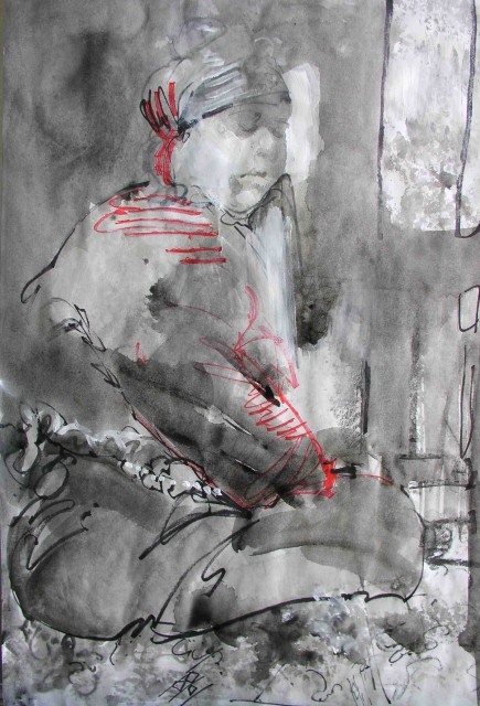 Multi-media 5 minute sketch by Lesley Humphrey