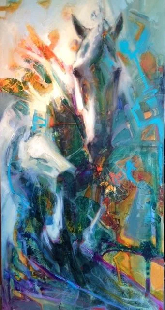 “ESPRIT” 48 x 24 Oil on canvas by Lesley Humphrey. Copyright 2014.