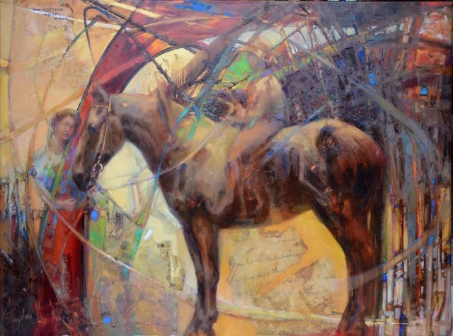 “1914 : Old Betty, War Pony” by Lesley Humphrey. 2015 oil on canvas, 30″ x 40″.