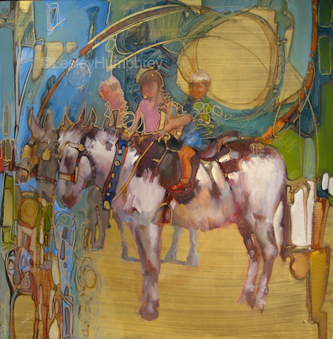 DONKEY RIDERS 12" x 12" - oil on panel