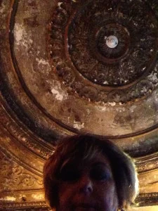 Entrance/foyer to the Golden Horseshoe speakeasy in New York City was dripping with faded opulence, the aged patinas thwarting the idea that pristine paint is beautiful.