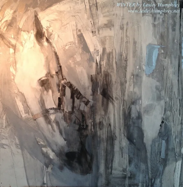 WINTER : 30 x 30 acrylic on Ampersand panel by Lesley Humphrey