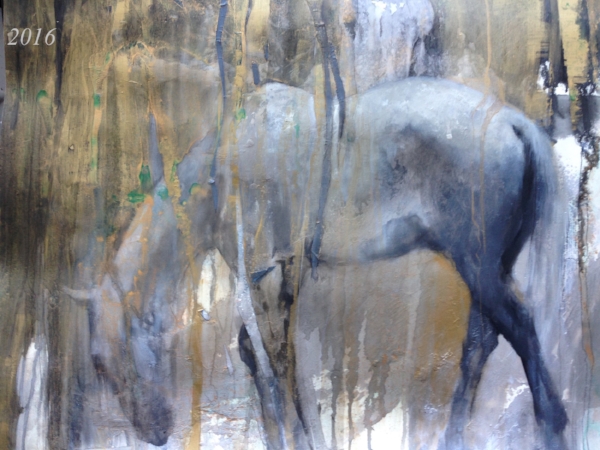 SWAN SONG : 24 x 30 acrylic on paper by Lesley Humphrey