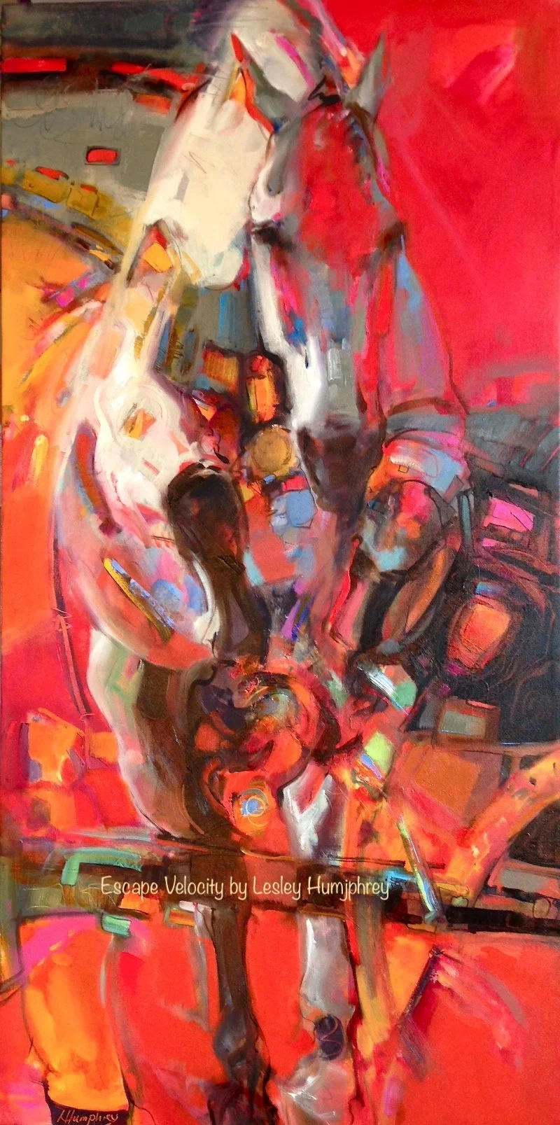 ESCAPE VELOCITY: 48" x 24" oil on canvas by Lesley Humphrey