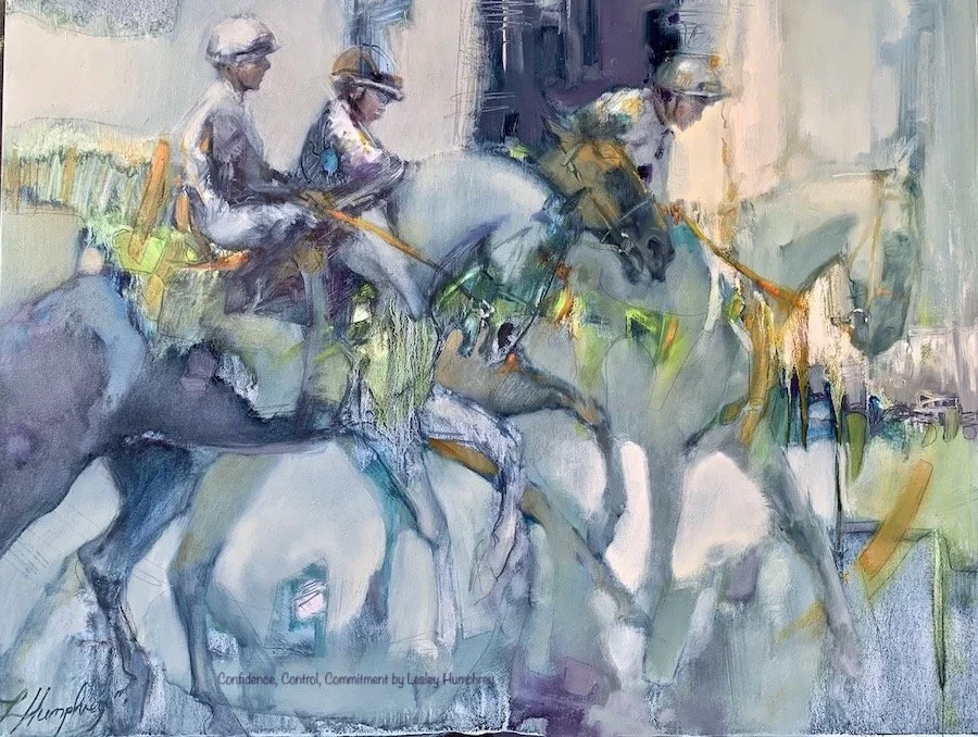 CONFIDENCE, CONTROL, COMMITMENT: 16" x 20" oil on panel by Lesley Humphrey