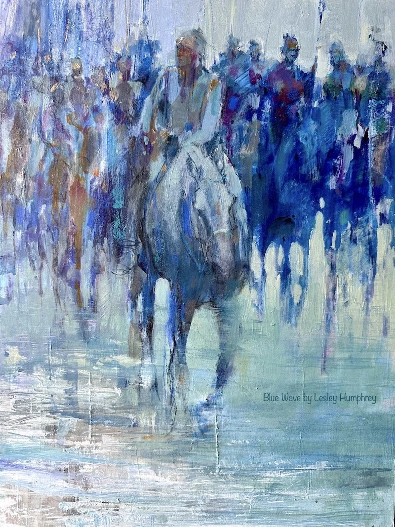 The Blue Wave:  20" x 16" watercolor on panel by Lesley Humphrey