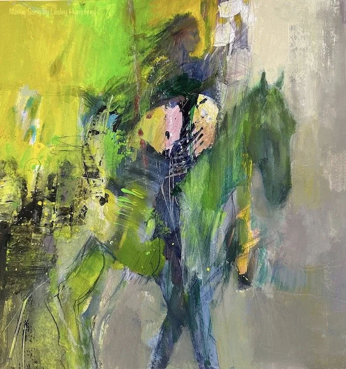 NATIVE SONG: 13” x 13” Improvisational acrylic sketch by Lesley Humphrey