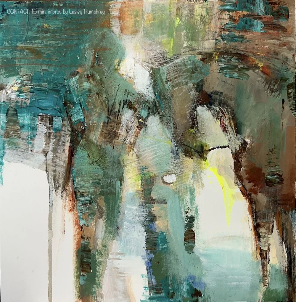 CONTACT:  14” X 14” Acrylic improv. On panel by Lesley Humphrey (Unavailable/sold)